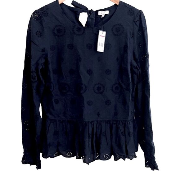 NWT Crown & Ivy Navy cotton
lace top, size S - Picture 1 of 13